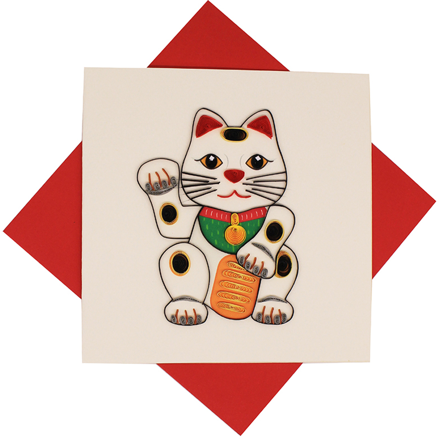Quilled Lucky Cat Card